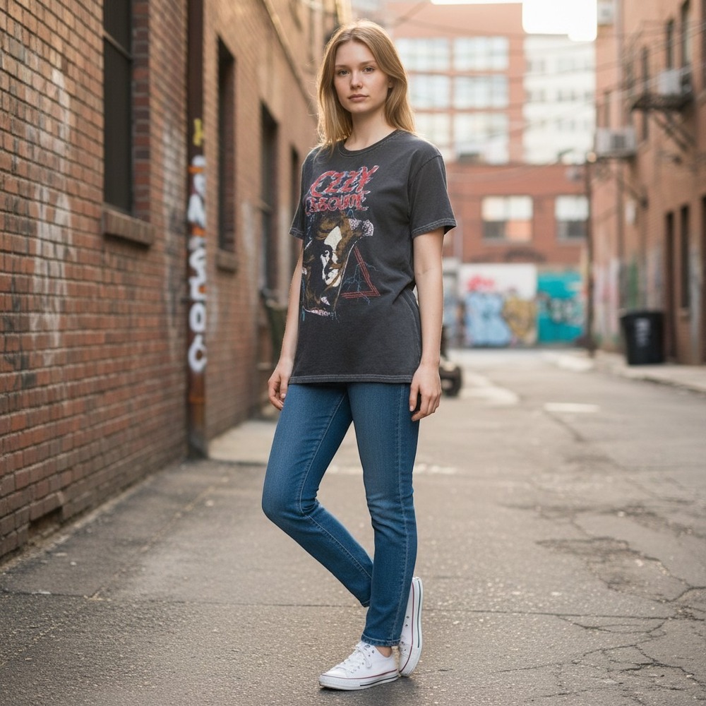 Global Ozzy Osbourne T-Shirt Medium‎ Band Graphic Cotton Regular Fit Gray 2020
